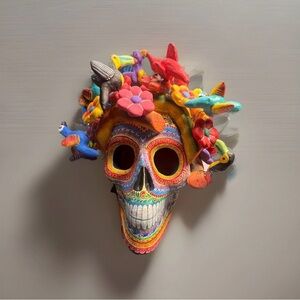 Colorful Skull Art with Floral Accents
